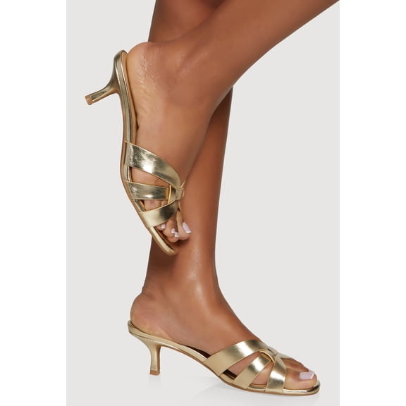 Women's Woven Band Open Toe Mid Heel Sandals