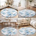 thumbnail image 4 of Round Area Rugs 3.3Ft, Blue Flowers Non-Slip Washable Circle Rugs Carpet, Spring Watercolor Botanical Floral Leaf Plant Indoor Outdoor Rug Floor Mats Throw Runner for Bedroom Living Room Bathroom, 4 of 8