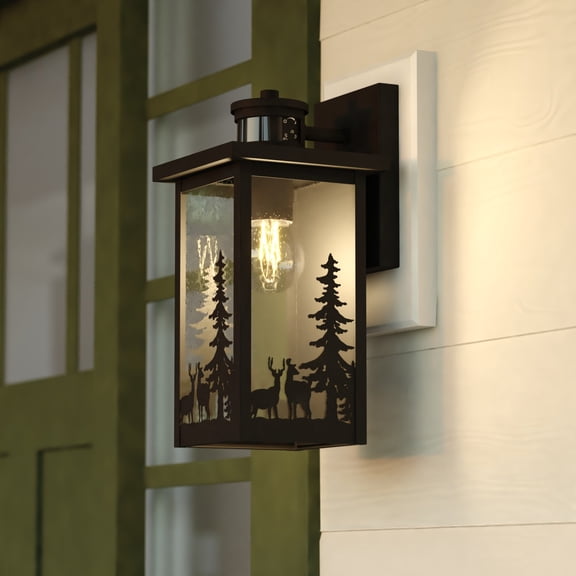 VAXCEL Acadia Matte Black Rustic Motion Dusk to Dawn Outdoor Wall Sconce Light