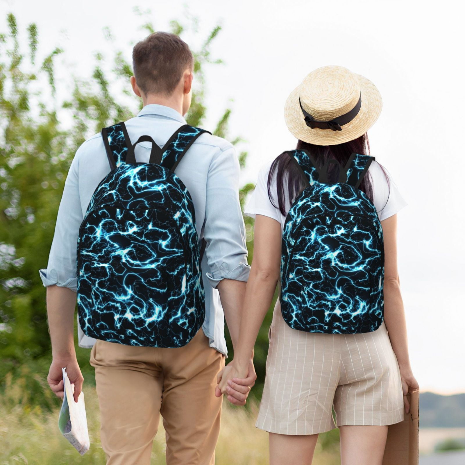 Rateoe Lightning Pattern Canvas College Laptop Backpack,Travel Daypack,Durable Rucksack Travel Notebook Bag School Backpack Book Bag for Men Women-Medium