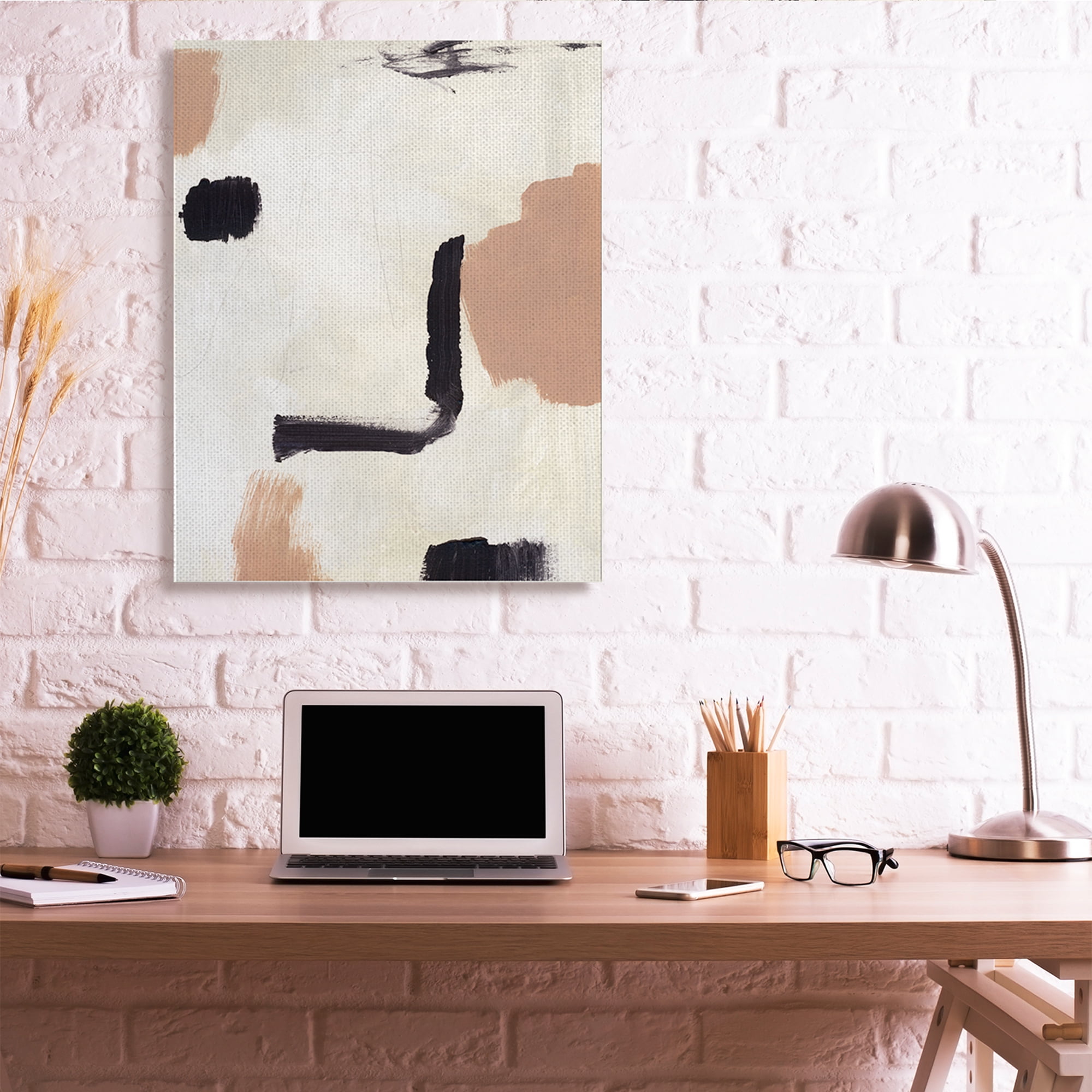 Stupell Industries Soft Tone Neutral Abstraction Beige Black Design Canvas Wall Art, 36 x 48, Design by Victoria Barnes