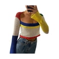 thumbnail image 3 of Kmbangi Women Hollow Out Knitwear Variegated Color Square Collar Crop Tops, 3 of 10