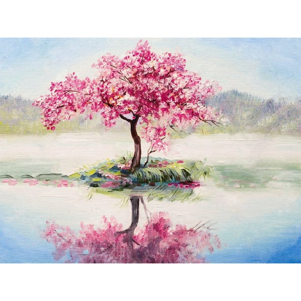 Cuadros Decorativos Kit de pintura de diamantes 5D, árbol de cerezo, taladro redondo completo, imagen de mosaico DIY, arte para el hogar Ehuebsd Nuevos Originales