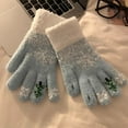 thumbnail image 2 of Women Gloves Fingerless Touchscreen Knitted Five Finger Thermal for Winter Warmth and Festive Holiday Comfort, 2 of 3