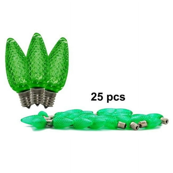 Queens of Christmas C9-SMD-RETRO-GR-25 C9 Dimmable SMD LED Retrofit Bulbs, Green - Pack of 25