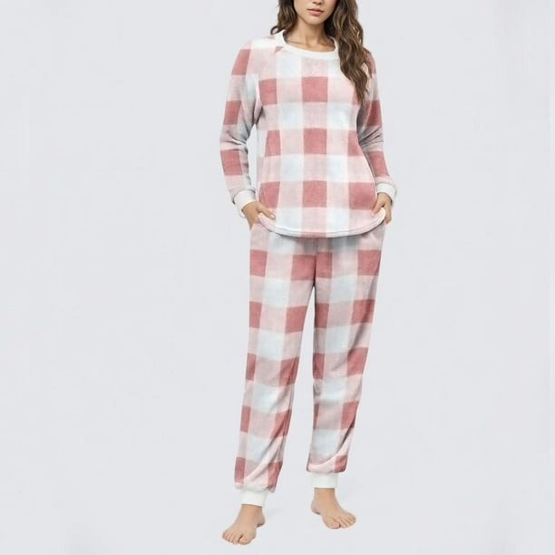 Conjunto de top y pantalones de poliéster con bolsillos largos y estampado de cuello redondo informal para mujer