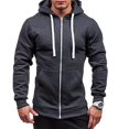 thumbnail image 1 of Gupgi Hommes Couleur Unie Capuche à Manches Longues Sweat en Coton Hiver Classique, 1 of 5