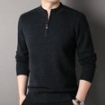 thumbnail image 3 of Suéter de lana de invierno para hombre, nueva camisa de punto con cremallera gruesa de lana pura, jersey para hombre de mediana edad, cuello alto medio, 3 of 5