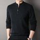 thumbnail image 3 of Suéter de lana de invierno para hombre, nueva camisa de punto con cremallera gruesa de lana pura, jersey para hombre de mediana edad, cuello alto medio, 3 of 5