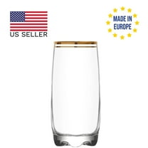 LAV Adora Long Drink Glass Set of 6, Clear Glasses with Gold Trim, Highball Glasses, 6 Pcs, 13.25 Oz (390 cc)