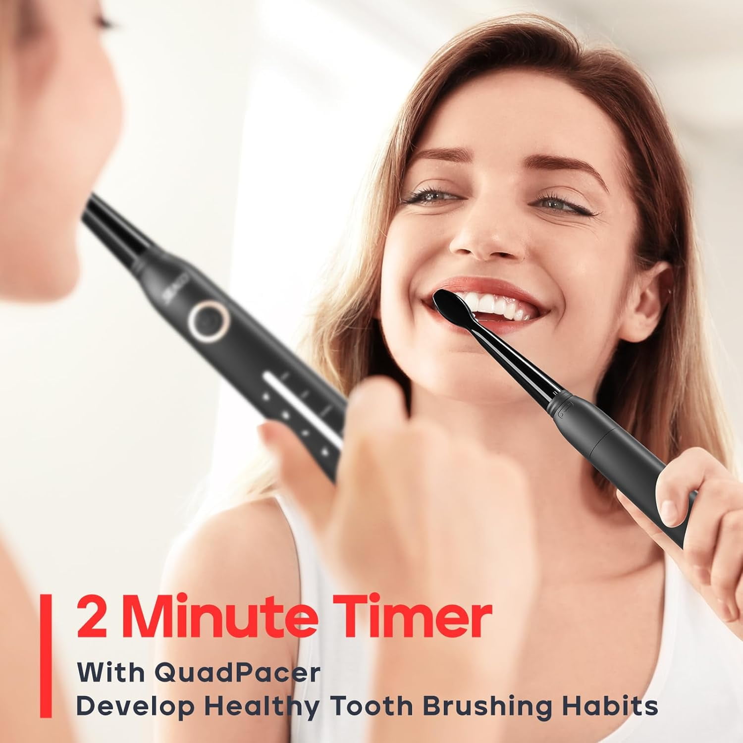 Seago Sonic Electric Toothbrush For Adult, 8 Brush Heads, 1 USB charging cable,4000VPM, Black SG958