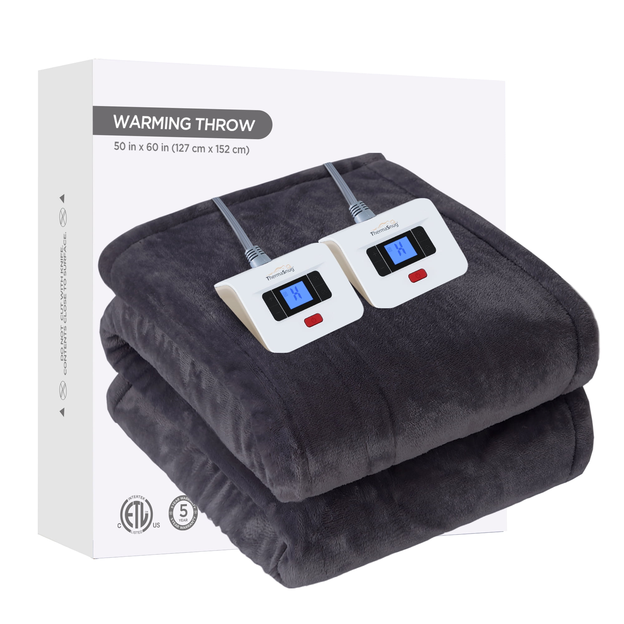 ThermaSnug Heated Blanket King Size, Super Cozy Soft Flannel Heated  Electric Blanket,with 10 Heat Settings and Auto Shut-Off, Machine  Washable,Charcoal, 100x90 - Walmart.com