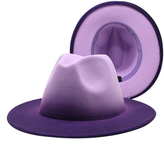 Avaner Wide Brim Fedora Hats for Women & Men Two Tone Felt Classic Panama Style Gradient Dress Hat