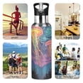 thumbnail image 7 of Yayeee 33oz Insulated Water Bottle Double Wall Stainless Steel with Flip Straw Lid, Psychedelic Jellyfish, 7 of 7