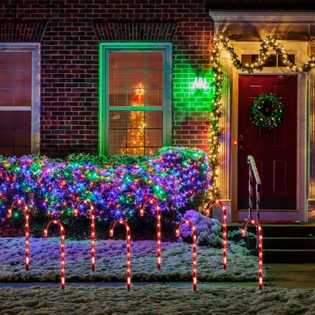 Northlight Lighted Candy Cane 8-Function Outdoor Christmas Pathway Markers - 24" - Set of 8