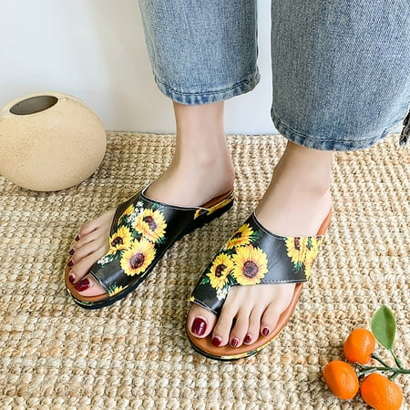 

Cathalem Earth Sandals for Women Women S Beach Sandals Hollow Casual Slippers Flat Shoes Retro Memory Foam Sandals for Women Yellow 7