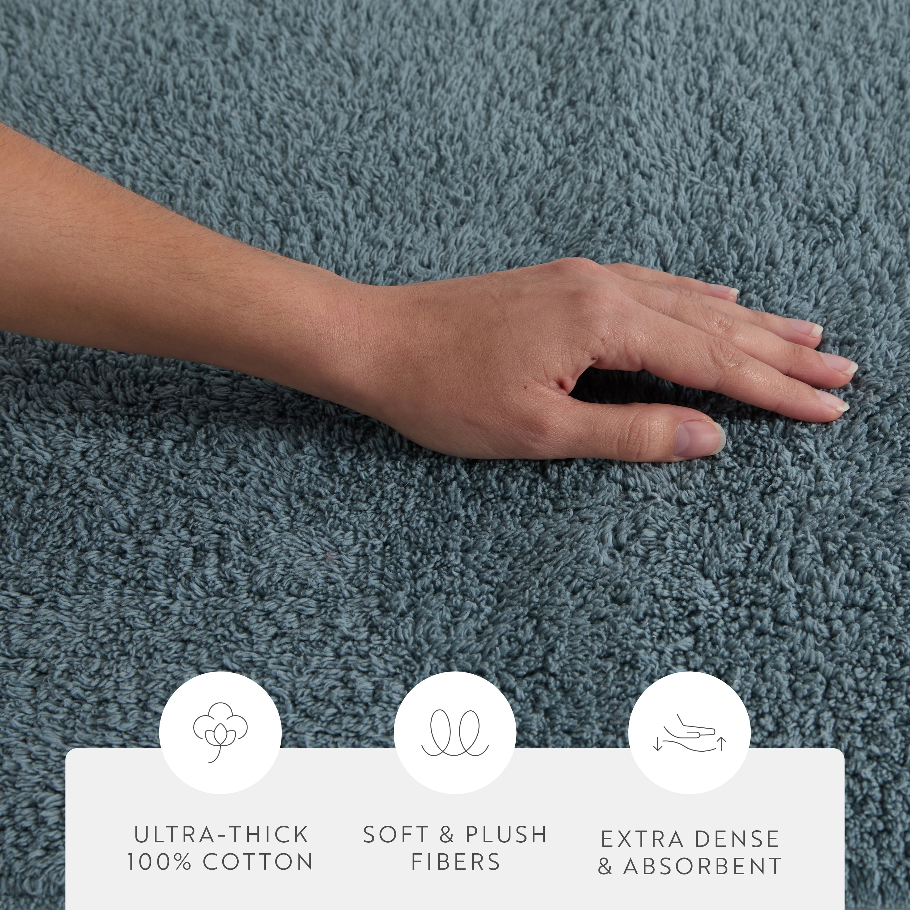 100% Cotton Reversible Solid Bath Mat by Comfort Canopy, Light Blue, 34" x 21"
