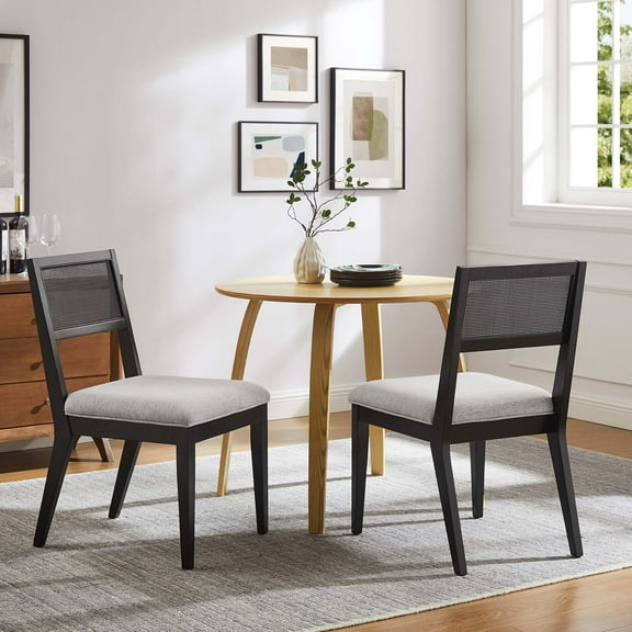 Nimba Dining Chairs Set of 2 in Heathered Weave Light Gray