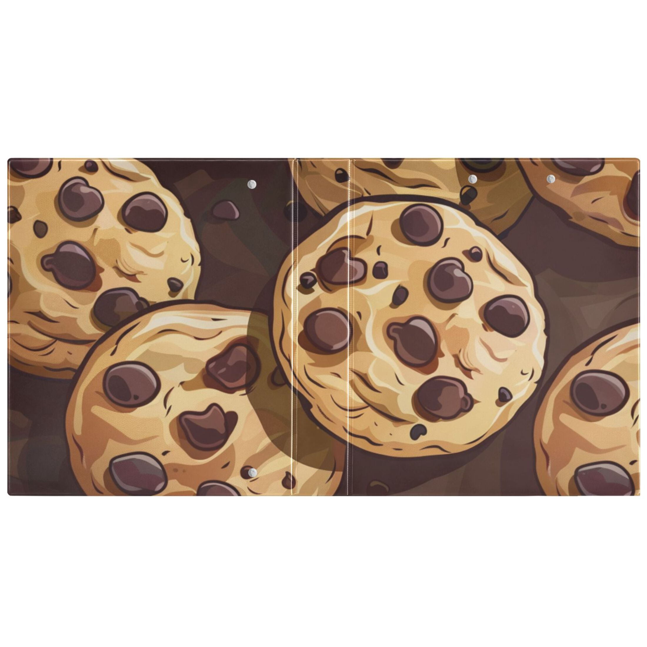 Chocolate Chip Cookies 3 Ring Binders 1.5 inch Hardcover File Folders with Interior Pockets A4 Size Organizer for School Office Hospital