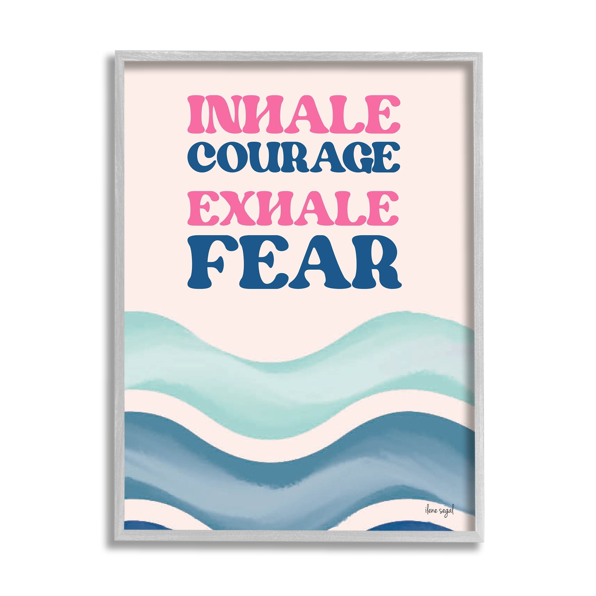 Stupell Industries Inhale Courage Exhale Fear Motivational Typography Sentiment Graphic Art Gray Framed Art Print Wall Art, Design by Ilene Segal