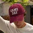 thumbnail image 4 of WJOSBXT Game Day Embroidered Baseball Cap, Vintage Washed Cotton Soft Brim Hat, Adjustable Metal Buckle Sports Casual Hat for Men Women, 4 of 6