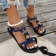 thumbnail image 2 of enyan Dressy Comfortable Summer Open Toe Ankle Strap Buckle Women Sandal Womens Wedge Sandals,Blue,Size 9, 2 of 7