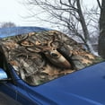 thumbnail image 3 of Xoenoiee Deer Hunting Camo Print Car Windshield Ice Snow Cover, Heavy Duty Windscreen Protector Cover with Elastic Strap, Winter Waterproof Frost Cover for Car Truck SUV RV, 3 of 7