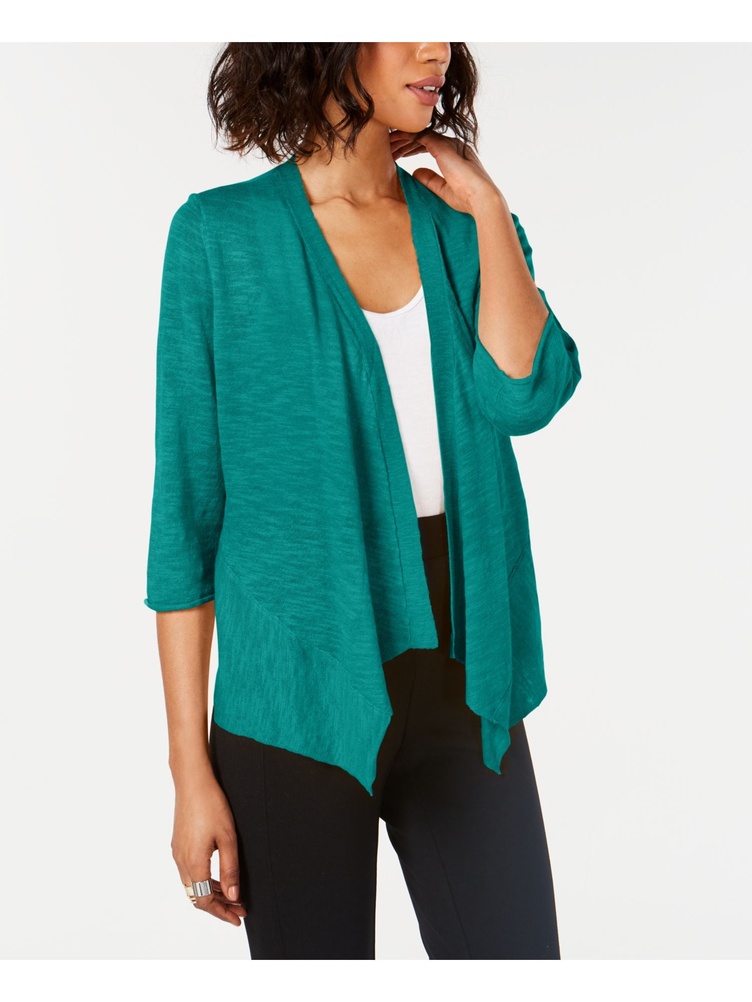 ALFANI Womens Green 3/4 Sleeve Open 