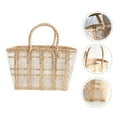 thumbnail image 4 of CATIEBYE 1Pc Coffee Color Plastic Storage Basket Portable Hand Basket for Grocery and Beach Use, 4 of 7