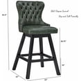 thumbnail image 4 of GTU Furniture 29-Inch Upholstered Bar Stools Set of 2, Swivel Bar Stools with Backs, Solid Rubber Wood Legs and Padded Seat & Back, Modern Upholstered Bar Chairs with Faux Leather (Green), 4 of 8