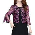 thumbnail image 5 of Xeyise Women Cardigan Sequin See-through Mesh Loose Half Sleeves Symmetric Thin V Neck Prom Formal Occasion Party Summer Outerwear Coat, 5 of 8