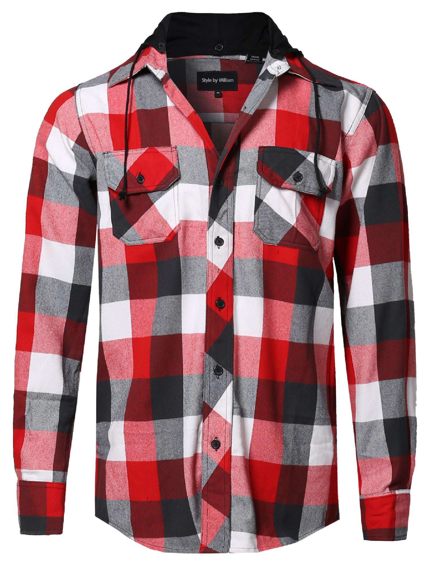 Style by William Mens Casual Plaid Flannel Woven Long Sleeves Button Down Shirt
