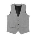 thumbnail image 6 of USNSM Men's Tweed Single Breasted Suit Vest Vintage Herringbone Solid Color Sleeveless Party Prom Waistcoat Groomsmen Silver L, 6 of 7