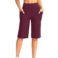 thumbnail image 2 of ABATAB Women's Pize Size Workout Shorts with Pockets Bermuda Athletic Gym Shorts Elastic Waisted Wide Leg Walking Running Casual Shorts, 2 of 7