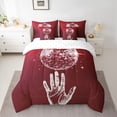 thumbnail image 2 of Homewish Glitter Maroon Disco Ball Twin Bedding Sets 7-Piece, Cartoon Hand Print Bedding Comforter Set, Modern Fashion Style Reversible Sheet Sets, Ultra Soft Bedroom Decor, 2 of 7