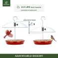 thumbnail image 2 of Kingsyard Adjustable Metal Wild Bird Platform Feeder with Clear Dome, 2.5 lb Capacity, Red, 2 of 6