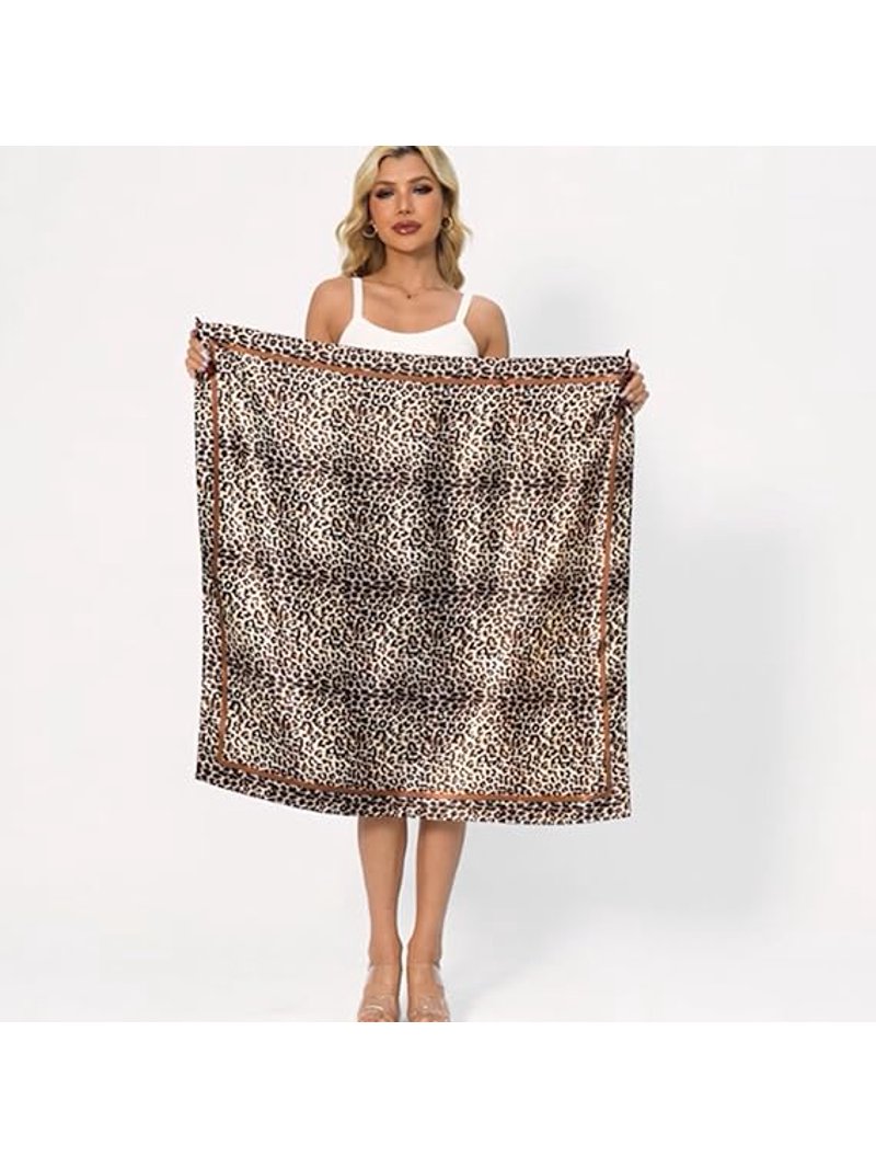 Leopard Print Head Scarf for Women Like Silk Satin Scarf for  display picture 2