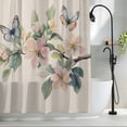 thumbnail image 2 of Flowers Leaf Butterfly Fabric Shower Curtain Linen Background Washable Shower Curtains for Bathroom, Waterproof Bath Curtain with Hooks Home Decor 36x72in, 2 of 8