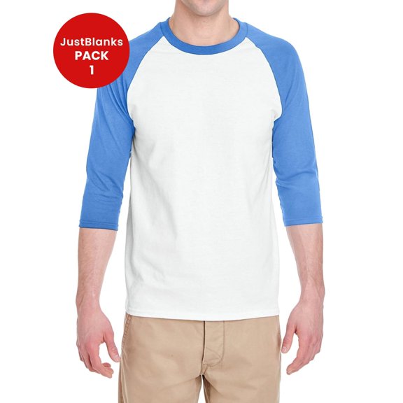 JustBlanks Heavy Cotton Raglan Three Quarter Sleeve T Shirt Classic width rib collar Classic fit