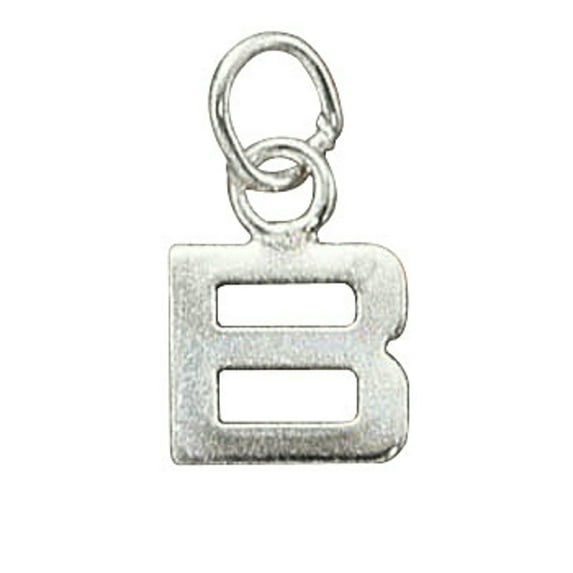Sterling Silver 20" .8mm Box Chain Lined Letter B Pendant Necklace