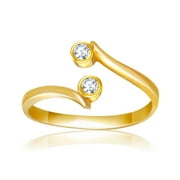 14k Yellow Gold Cubic Zirconia Accented Curve Ended Toe Ring, Size