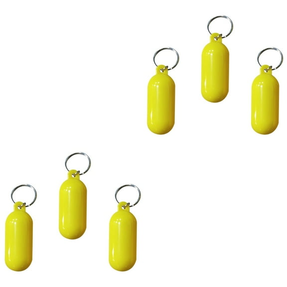Hemoton 6 Pcs Floating Key Ring Beach Floating Key Ring Plastic Floating Key Chain(Yellow)