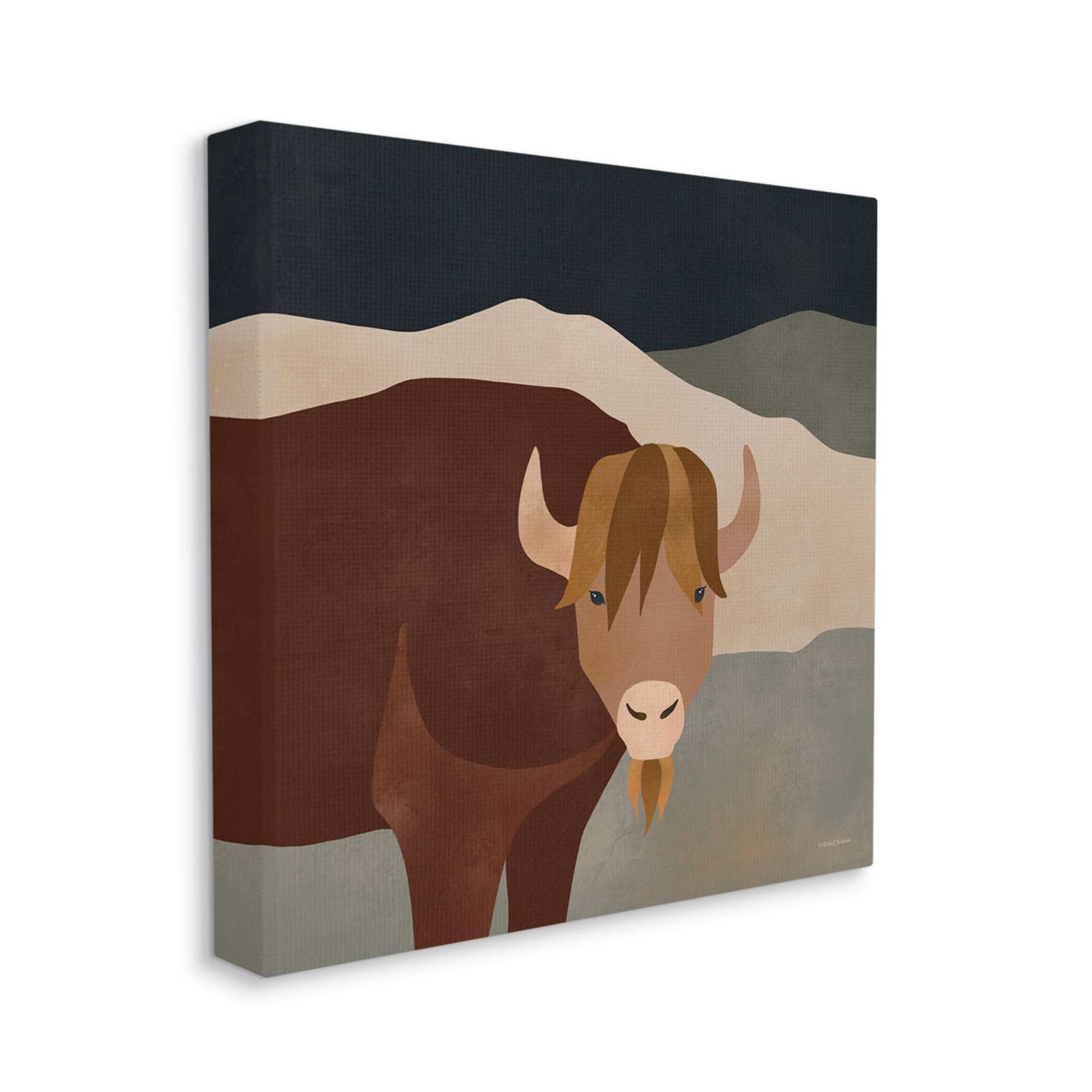 Stupell Industries Modern Cattle Portrait Animals & Insects Painting Gallery Wrapped Canvas Art Print Wall Art, 36 x 36