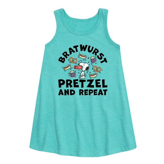 Peanuts - Bratwurst Pretzel And Repeat Snoopy - Toddler & Youth Girls A-line Dress