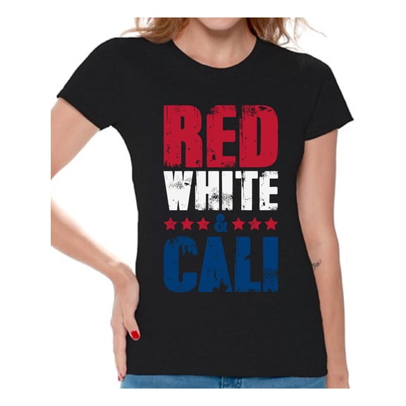 Awkward Styles Red White & Cali Shirt for Women California Tshirt 4th of July Shirts for Women USA Flag Shirt Gifts from California American Flag Shirt 4th of July Party USA Shirt American Women