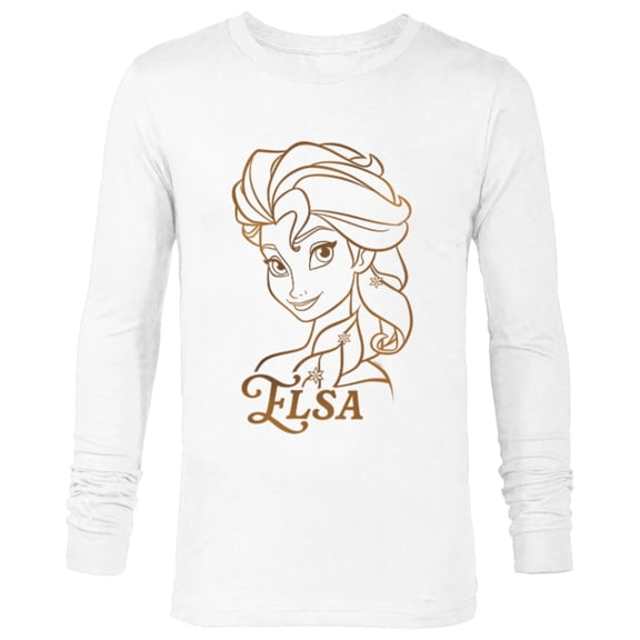 Disney Princess Celebration Minimalist Lines Frozen Elsa - Long Sleeve T-Shirt for Men - Customized-White