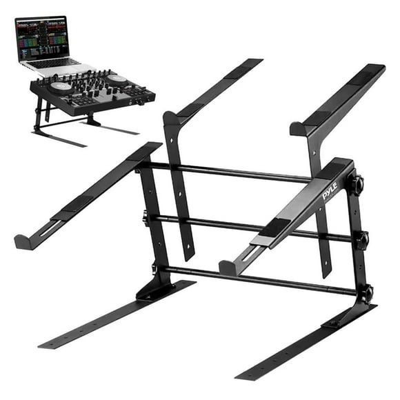 Pyle Support Portable Double pour Ordinateur Portable - Table Debout avec Hauteur Réglable, Design Ergonomique et Broches Antidérapantes pour Mixeur DJ, Équipement Sonore, Poste de Travail, Gaming & Hom