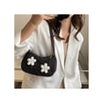thumbnail image 4 of Women Shoulder Bag Zipper Closure Flower Decoration Fashionable Canvas Lady Handbag for Summer Black One Size, 4 of 8
