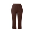 thumbnail image 3 of Uqiangy Capri Pants for Women Dressy Pull On Stretch High Waisted Crop Work Leggings with Pockets igh Waisted Pull On Dress Pants Slim Straight Leg Stretchy Waist Capris Trousers Pants Brown XL, 3 of 6