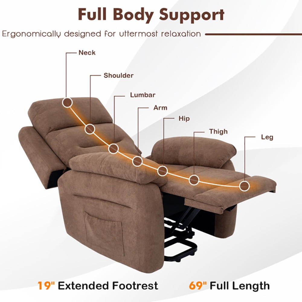 Finihen Electric Power Lift Relax Sofa Recliner Chair, Power Lift Recliner Sofa with Side Pocket and Remote Control, for Elderly, for Living Room, Bedroom, Brown